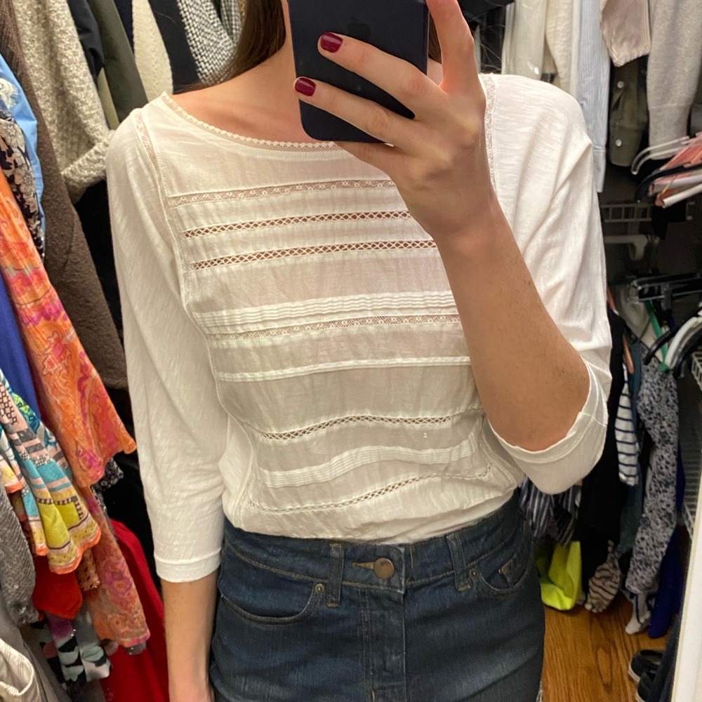 J. crew vintage white shirt with lace detail.